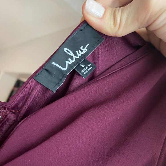 Lulu's Small Burgundy Ruched A-Line Chiffon Gown Maxi Dress (NWT) - Picture 4 of 5